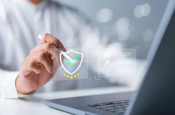 Close-up of server racks in a data center